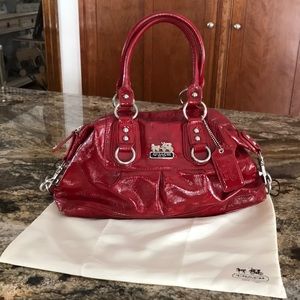 Red leather Coach purse